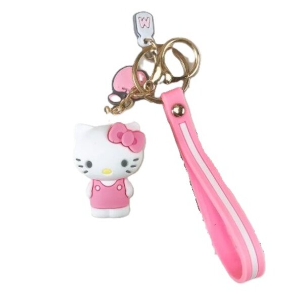 Hello Kitty 3D Figure Keychain with Pink Wrist Strap - Picture 3 of 3